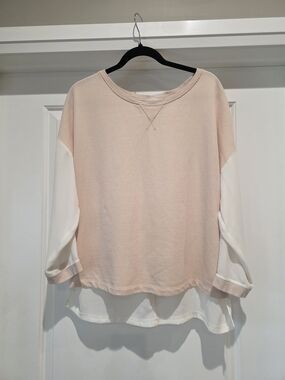 LOFT Two-Tone Pink and White Layered Sweatshirt